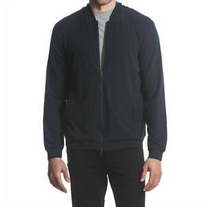 NEW POSTMARC stretch knit zip hoodie in midnight